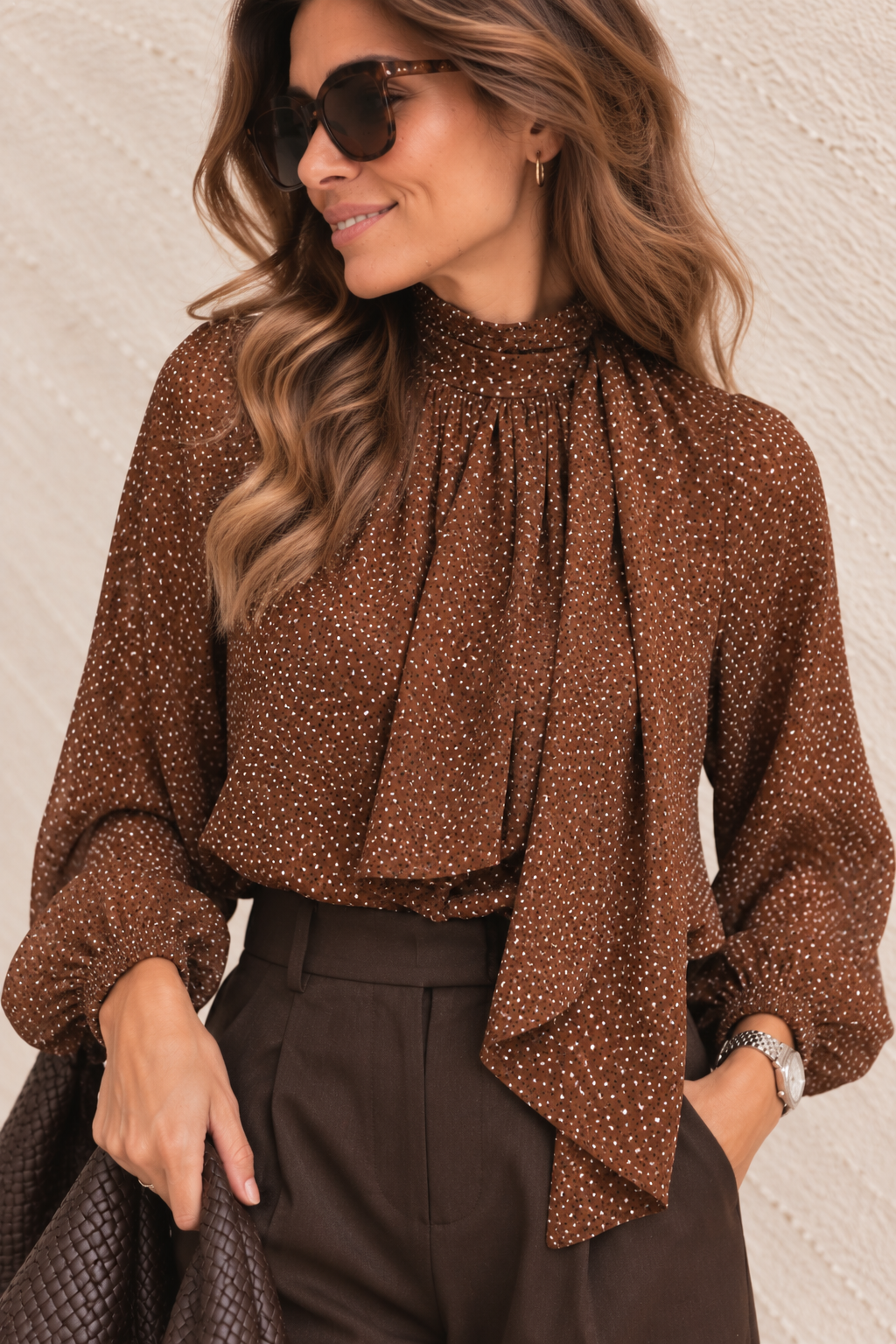Blusa Teresa de lunares con lazo