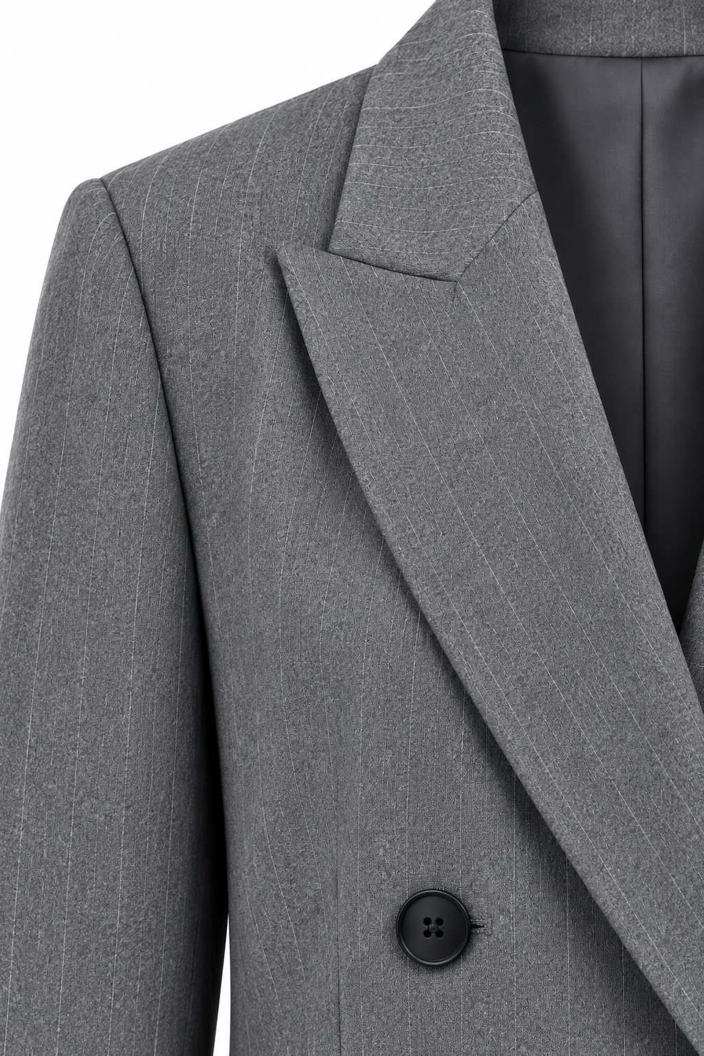 Anna Verona — blazer-raya-diplomatica-gris, detalle de confección