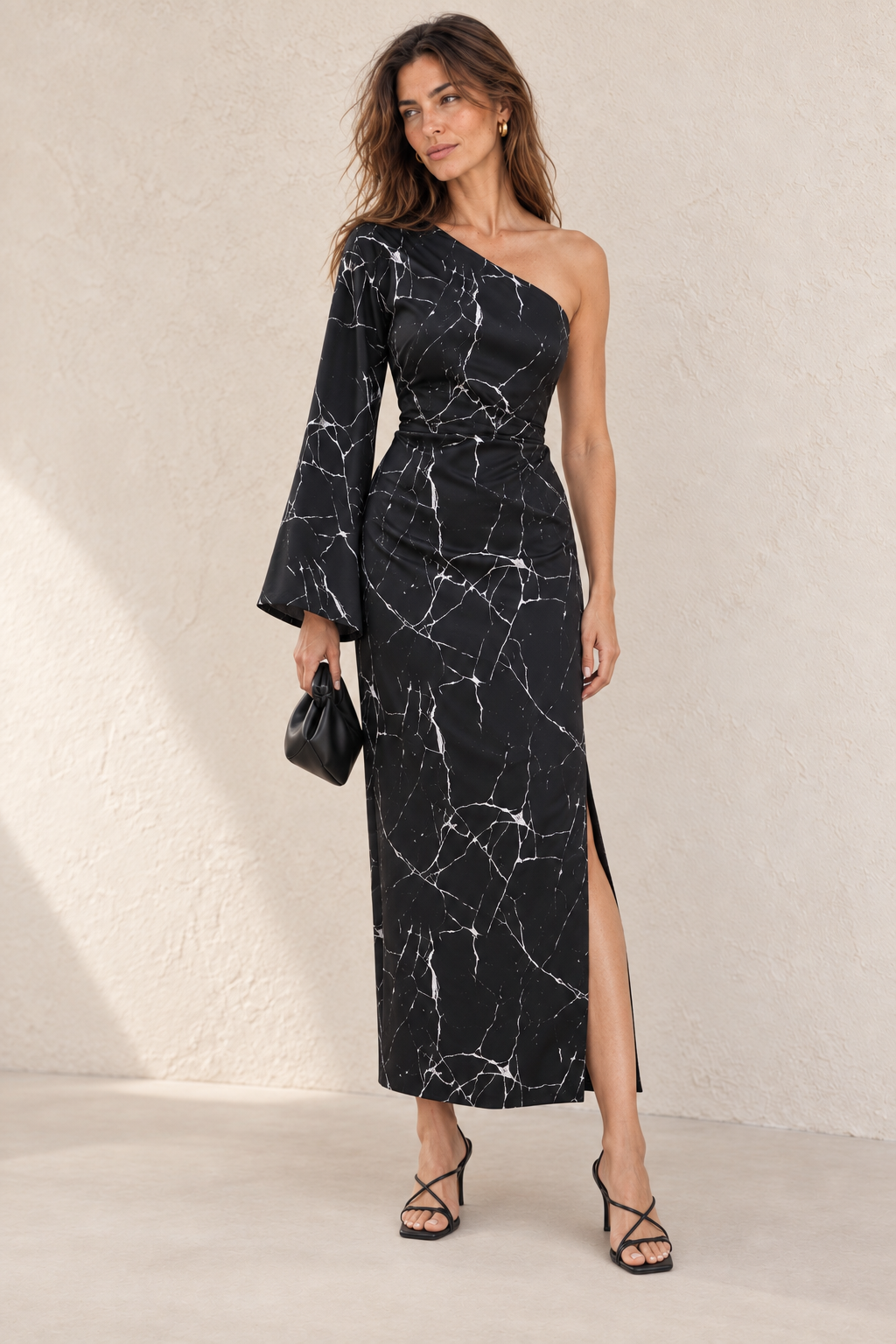 VESTIDO MIDI ASIMETRICO — Anna Verona — estilismo