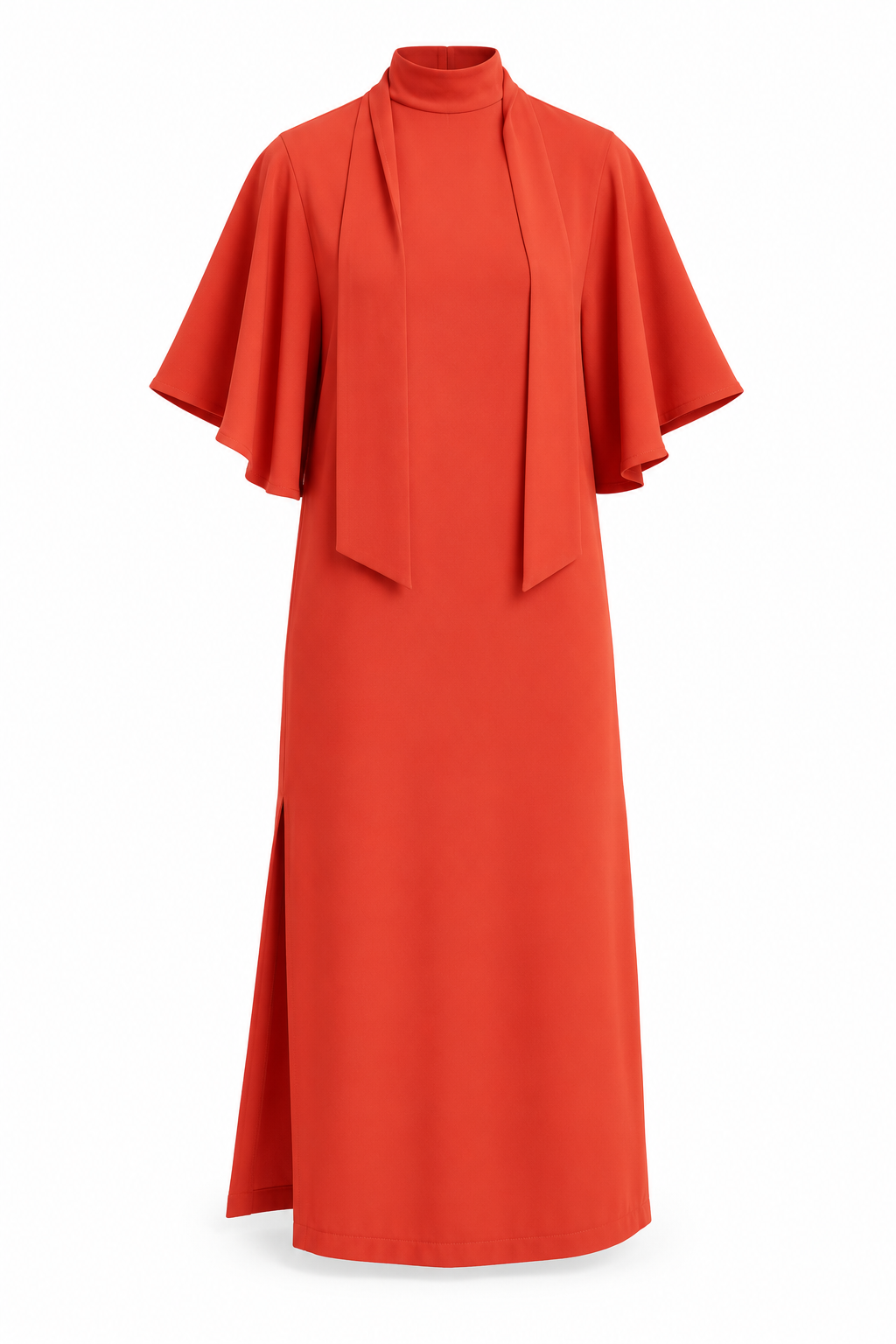 VESTIDO MIDI LAZADA — Anna Verona — producto aislado sobre blanco — 994:CORAL