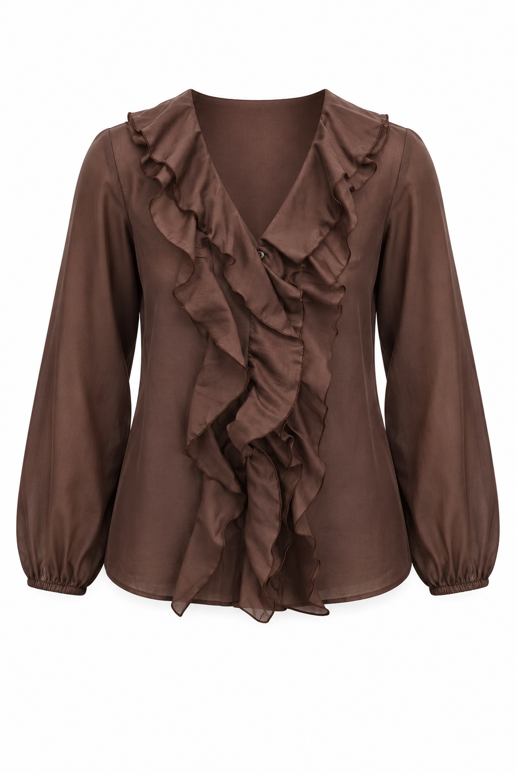 BLUSA VOLANTES — Anna Verona — producto aislado sobre blanco — 113:MARRON