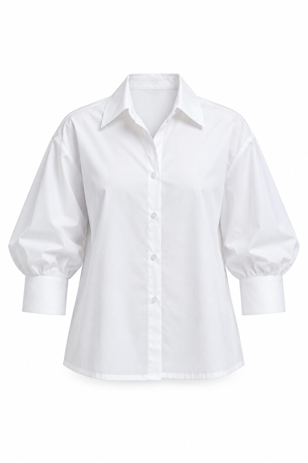Camisa con manga abullonada — Anna Verona — producto aislado sobre blanco — Blanco