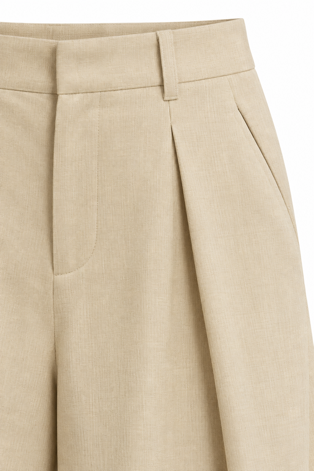PANTALÓN OVERSIZE CON LINO — detalle de confección