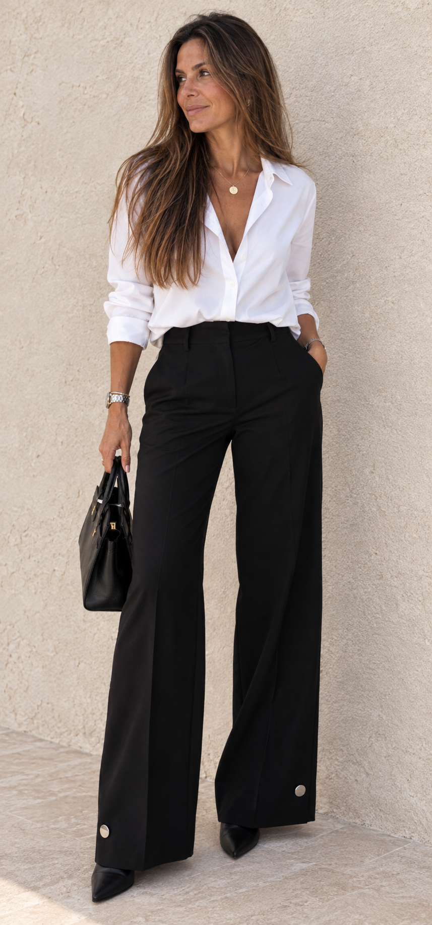 Pantalón Turín con botón plateado