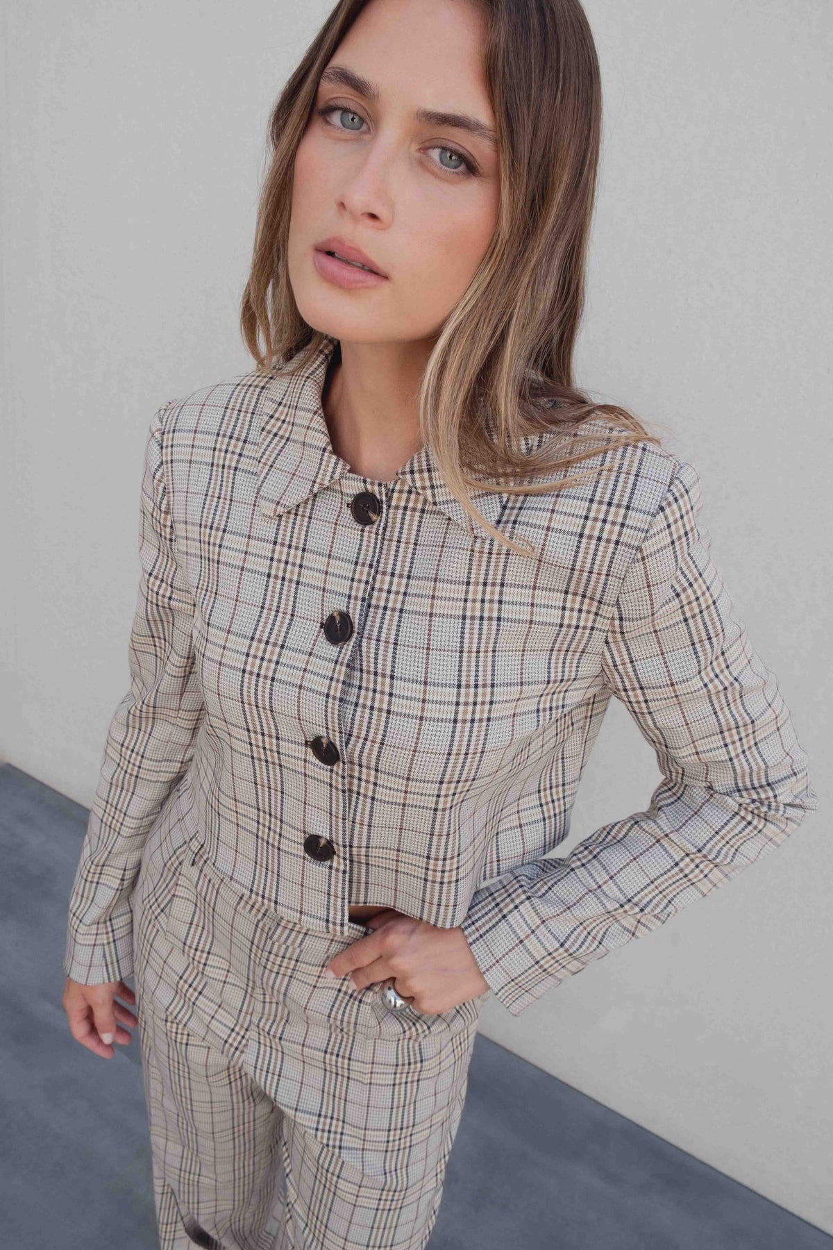 Chaqueta Debora corta de cuadros