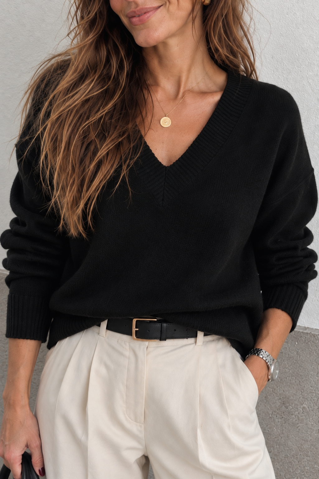 Jersey Grazia oversize de escote pico