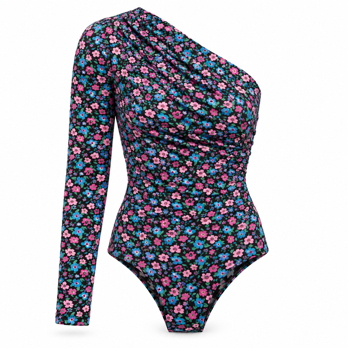 Body asimétrico estampado — producto sobre fondo blanco