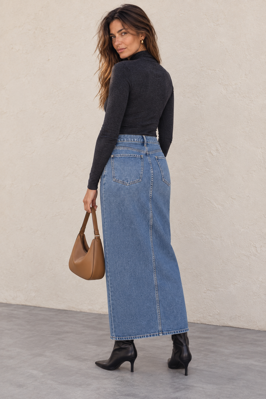 FALDA LARGA DENIM ABERTURA Anna Verona - imagen 4