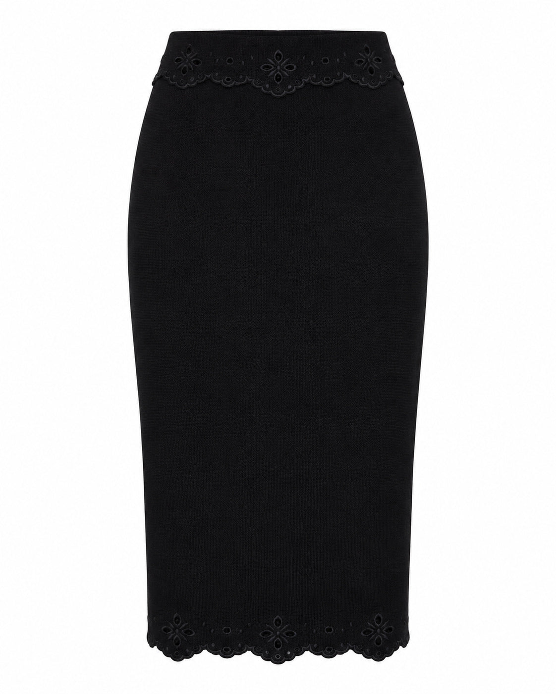 Falda midi punto bordados de Anna Verona, producto aislado sobre fondo blanco
