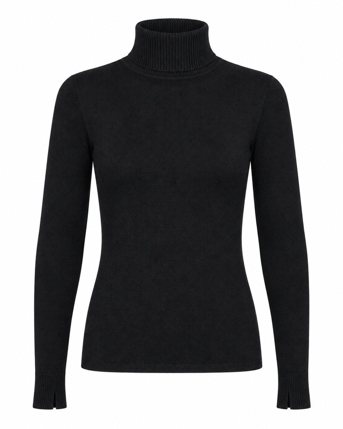 jersey basico punto cuello subido negro producto aislado sobre fondo blanco