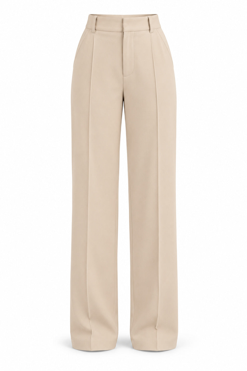 PANTALÓN TIRO ALTO beige — producto aislado fondo blanco