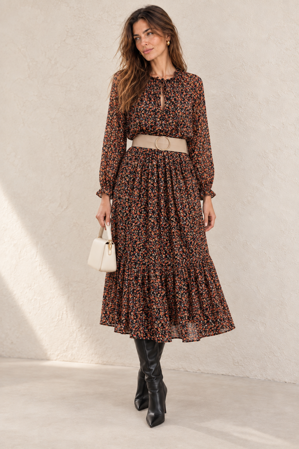 VESTIDO ESTAMPADO CINTURÓN — Anna Verona — estilismo