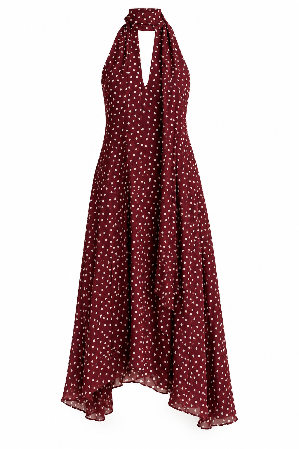 Vestido halter de lunares con lazada — Anna Verona — producto aislado sobre blanco