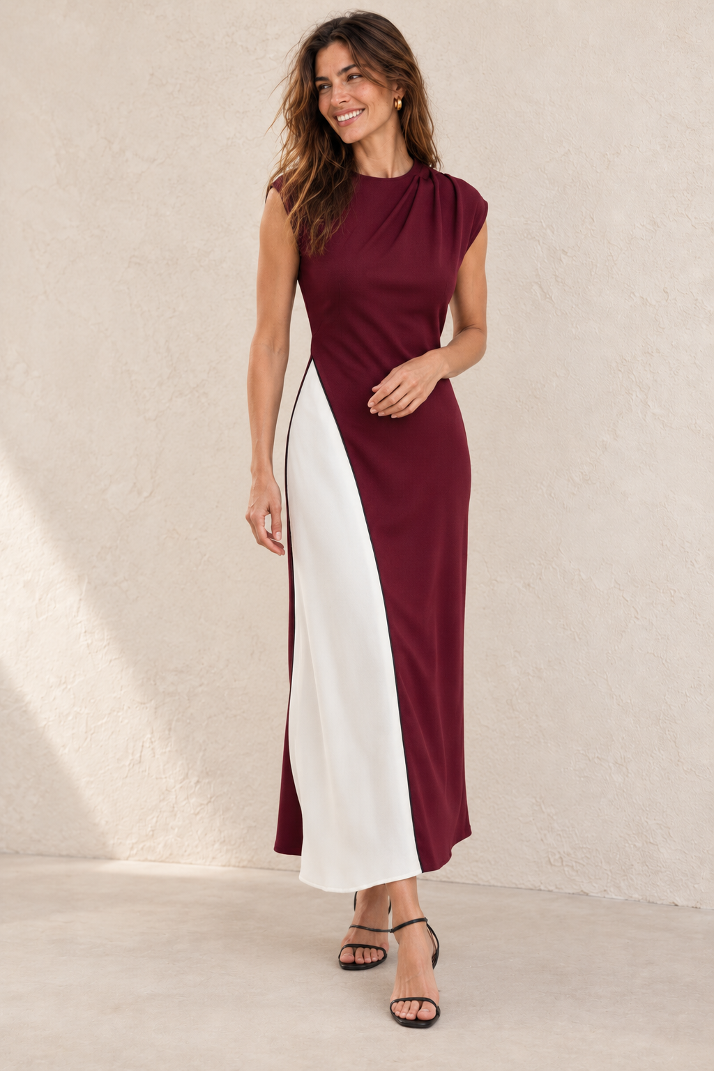 VESTIDO MIDI COMBINADO — Anna Verona — expresion