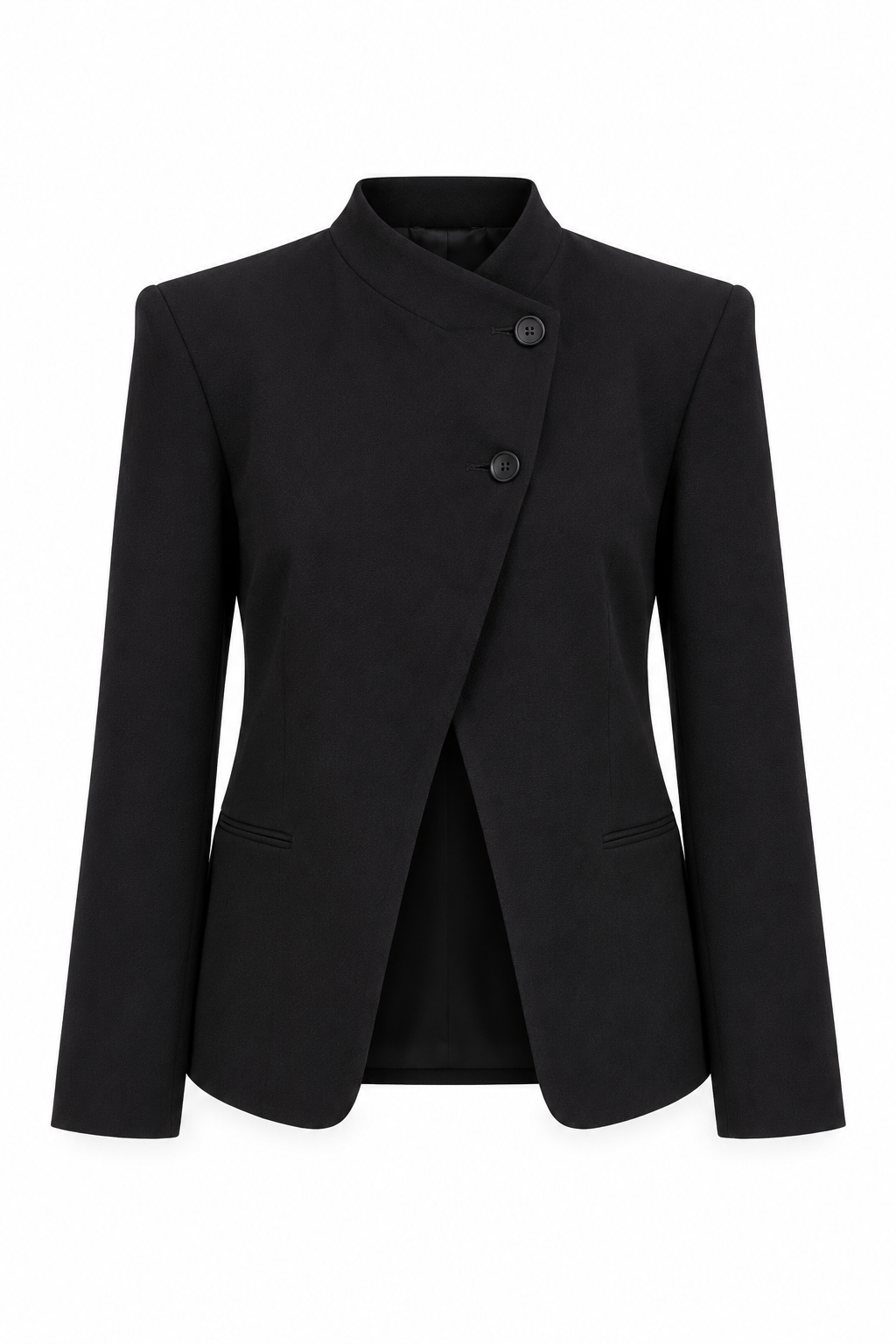 Blazer de cuello alto — Anna Verona — producto aislado sobre blanco — Negro