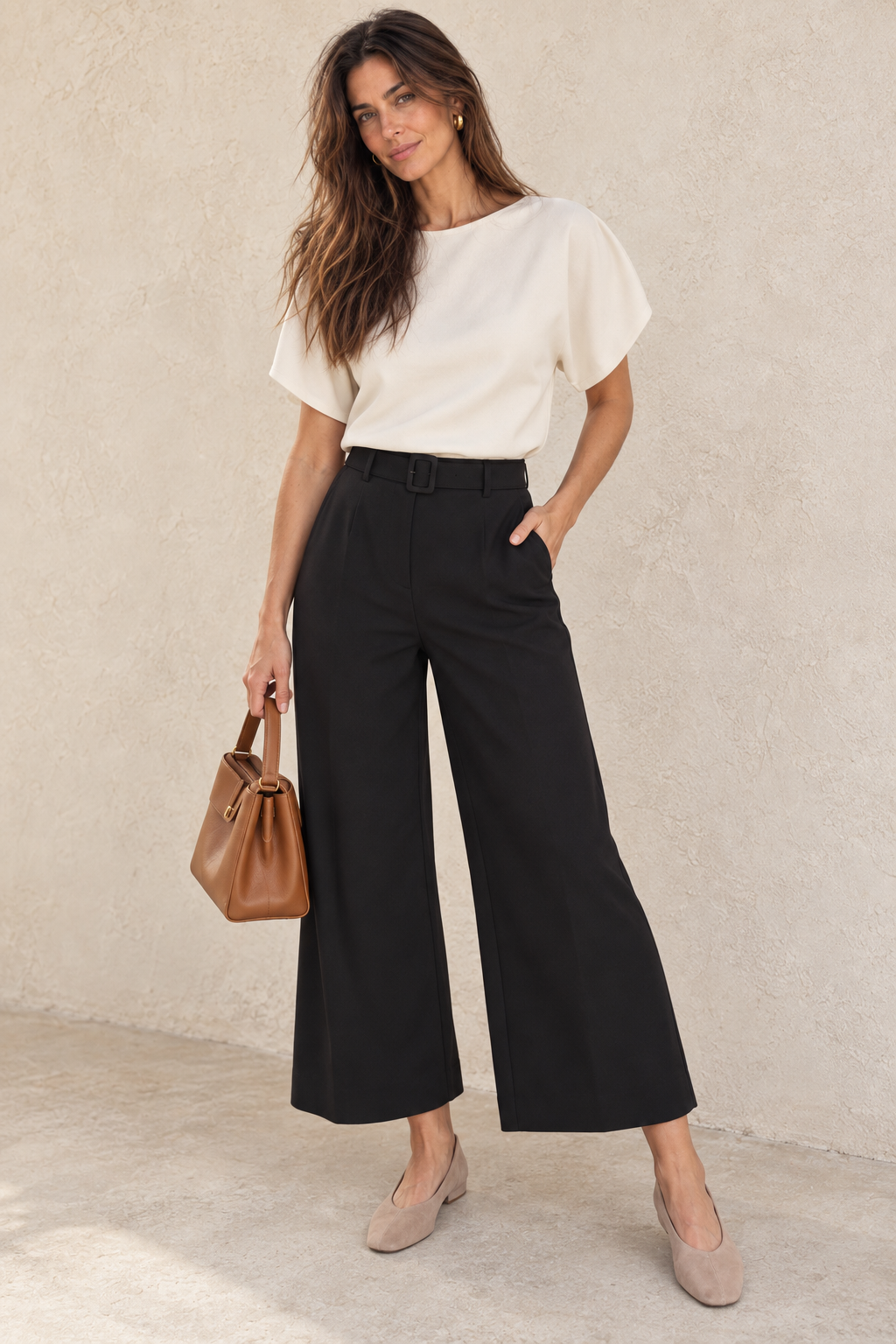 PANTALÓN CULOTTE CINTURÓN negro - imagen 3