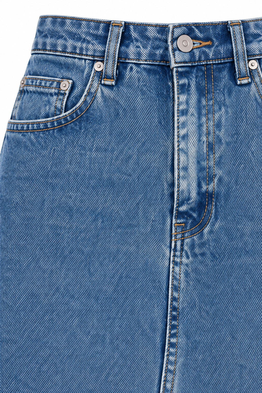 FALDA LARGA DENIM ABERTURA — detalle de confección
