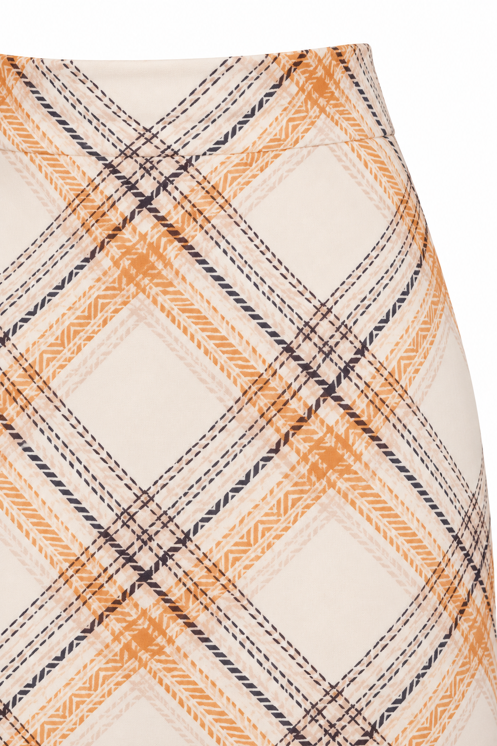 FALDA ESTAMPADA CUADROS — detalle de confección