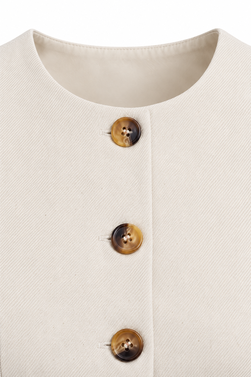 CHALECO BOTONES — detalle de confección
